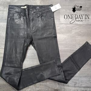 Adriano Goldschmied The Farrah Skinny Faux Leather High Rise Jeans Size 27 (4)